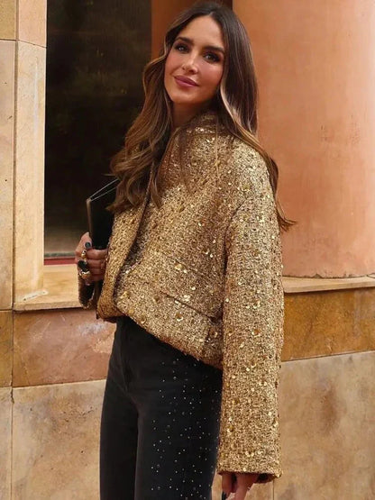 Veste bomber à sequins | Look chic et scintillant