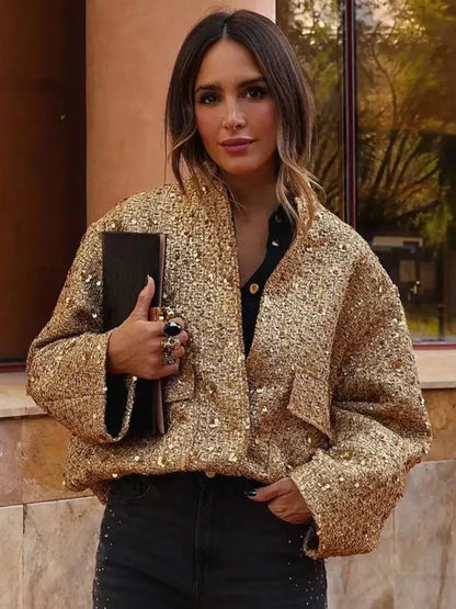 Veste bomber à sequins | Look chic et scintillant
