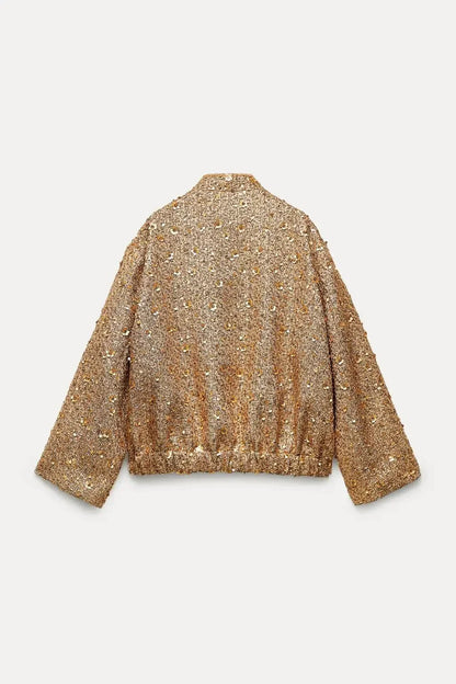 Veste bomber à sequins | Look chic et scintillant