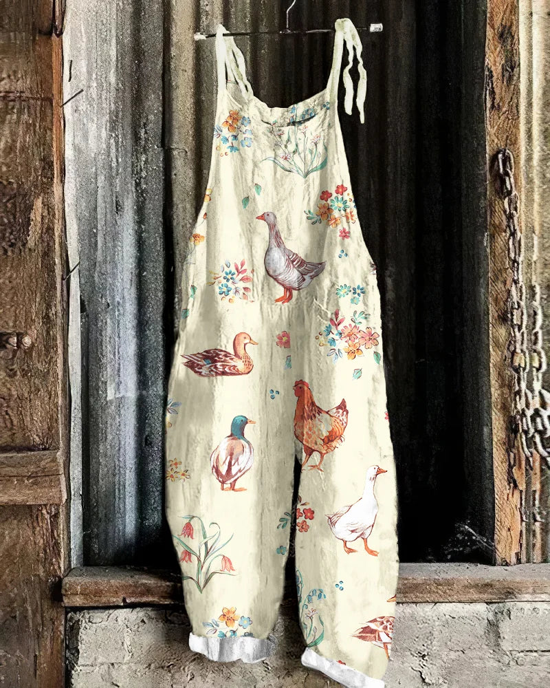 Salopette ample imprimé animalier | Look décontracté champêtre