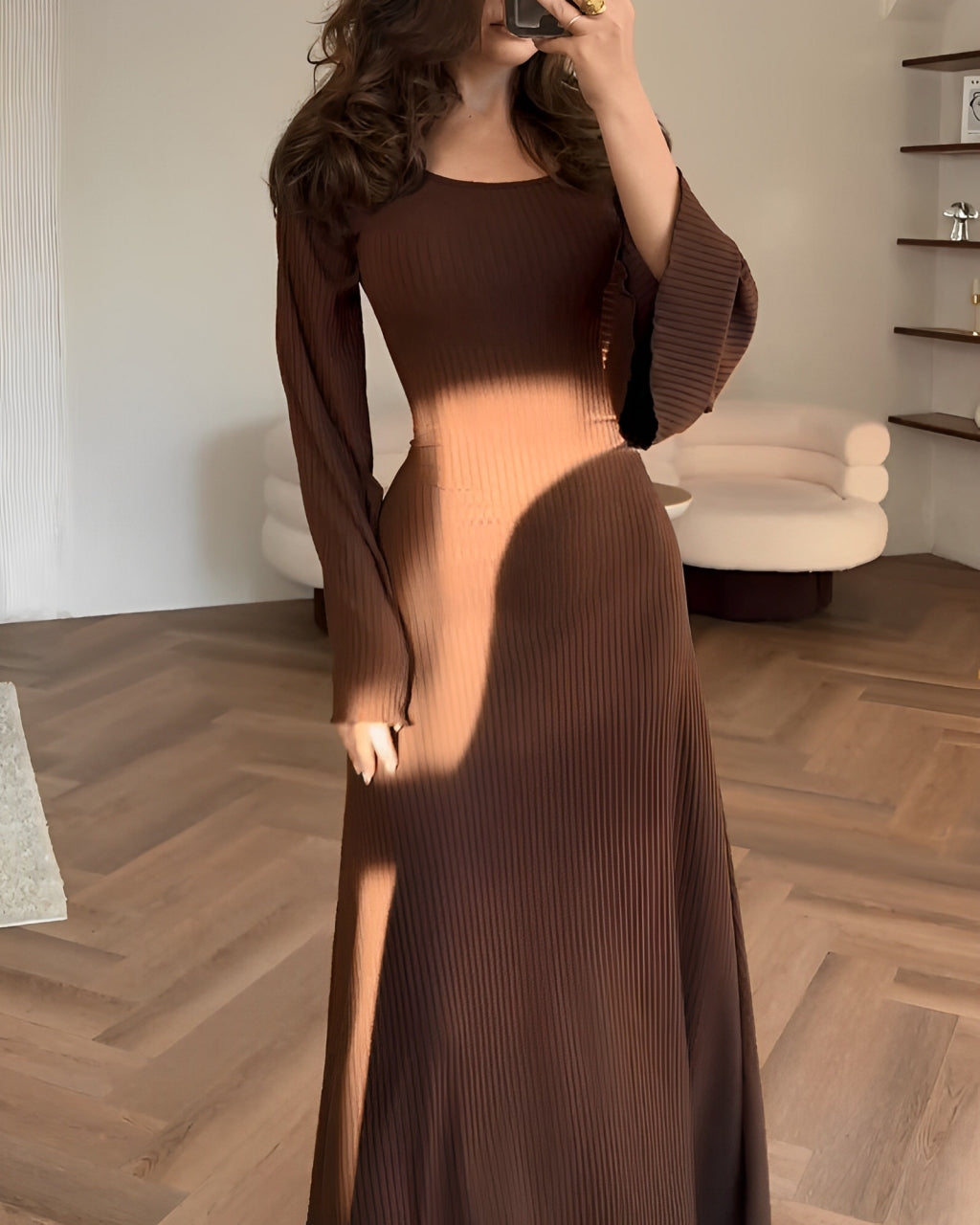 Robe longue élégante côtelée | Parfaite pour un look raffiné