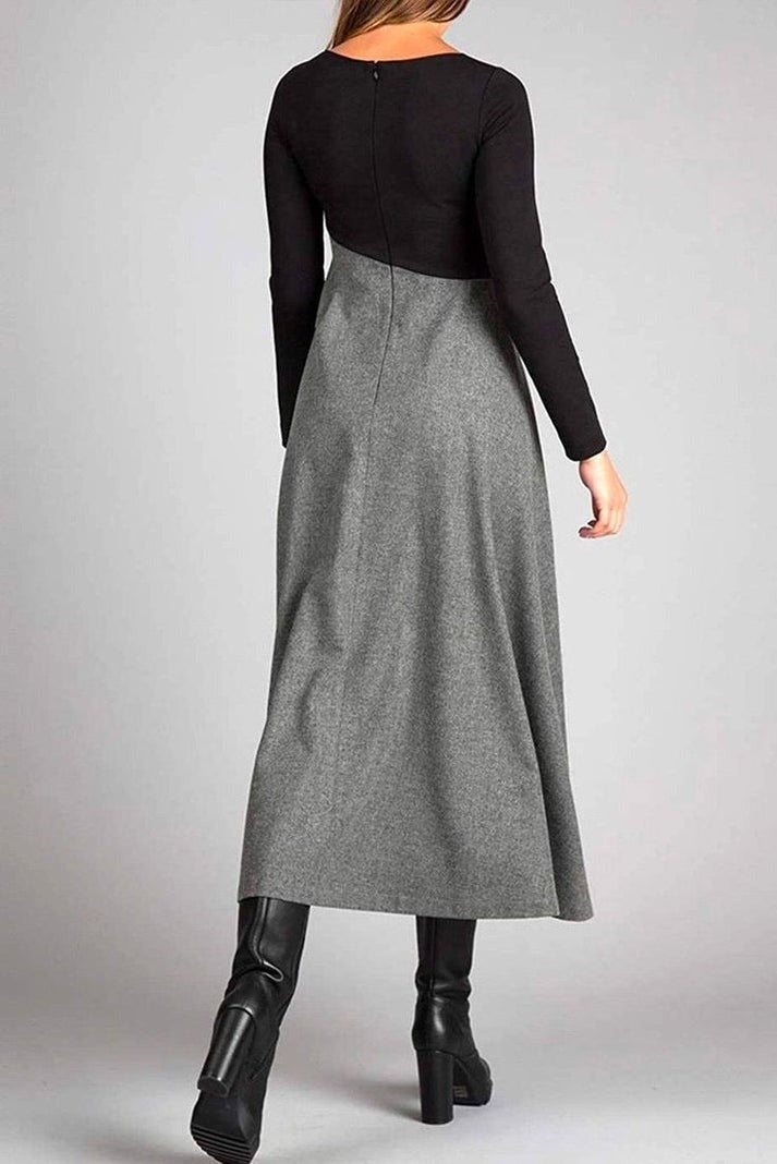 Robe longue bicolore | Élégance quotidienne hivernale