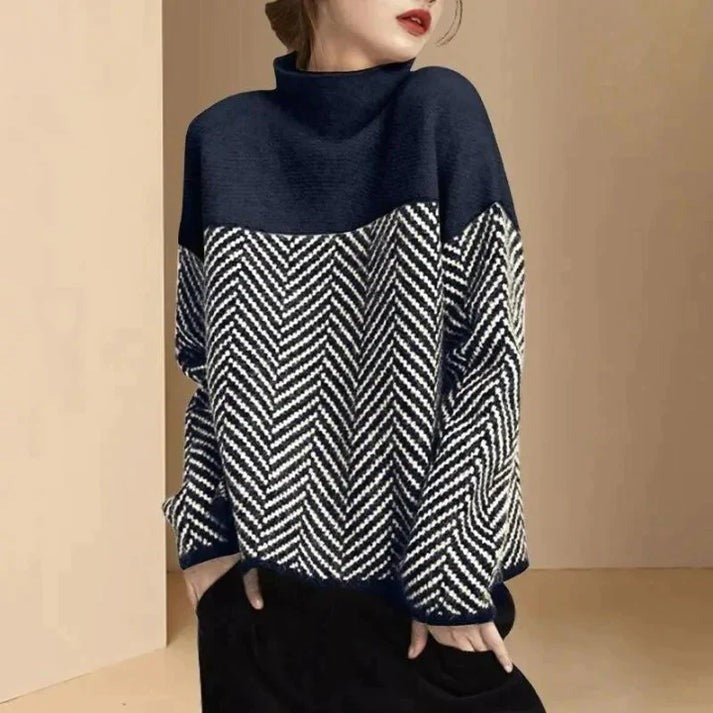Pull col montant motif chevron | Look élégant et décontracté