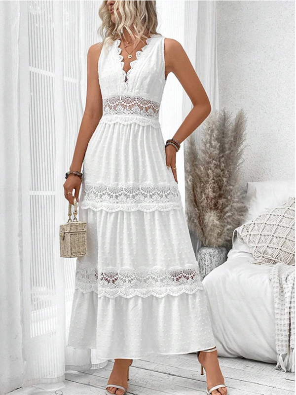 Robe longue en dentelle | Élégance estivale