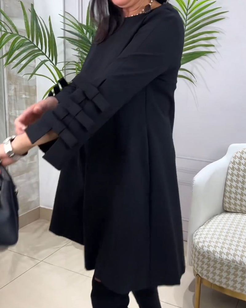 Robe droite noire à manches longues | Élégance quotidienne