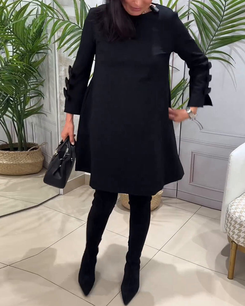 Robe droite noire à manches longues | Élégance quotidienne
