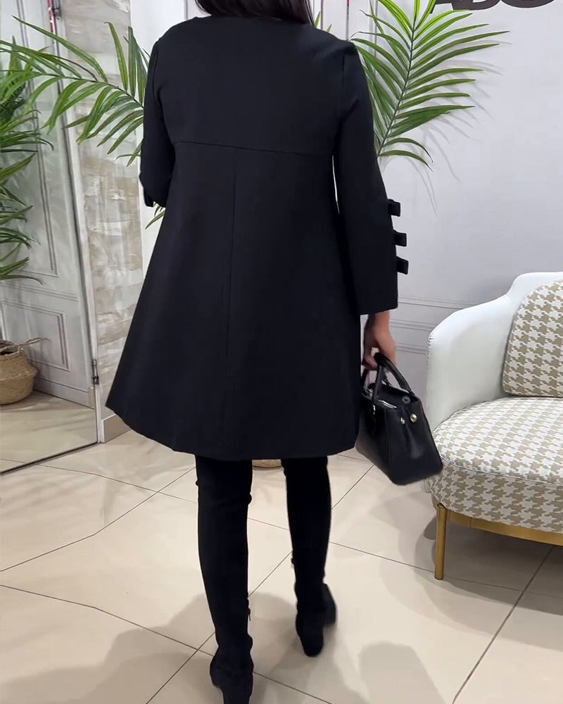 Robe droite noire à manches longues | Élégance quotidienne