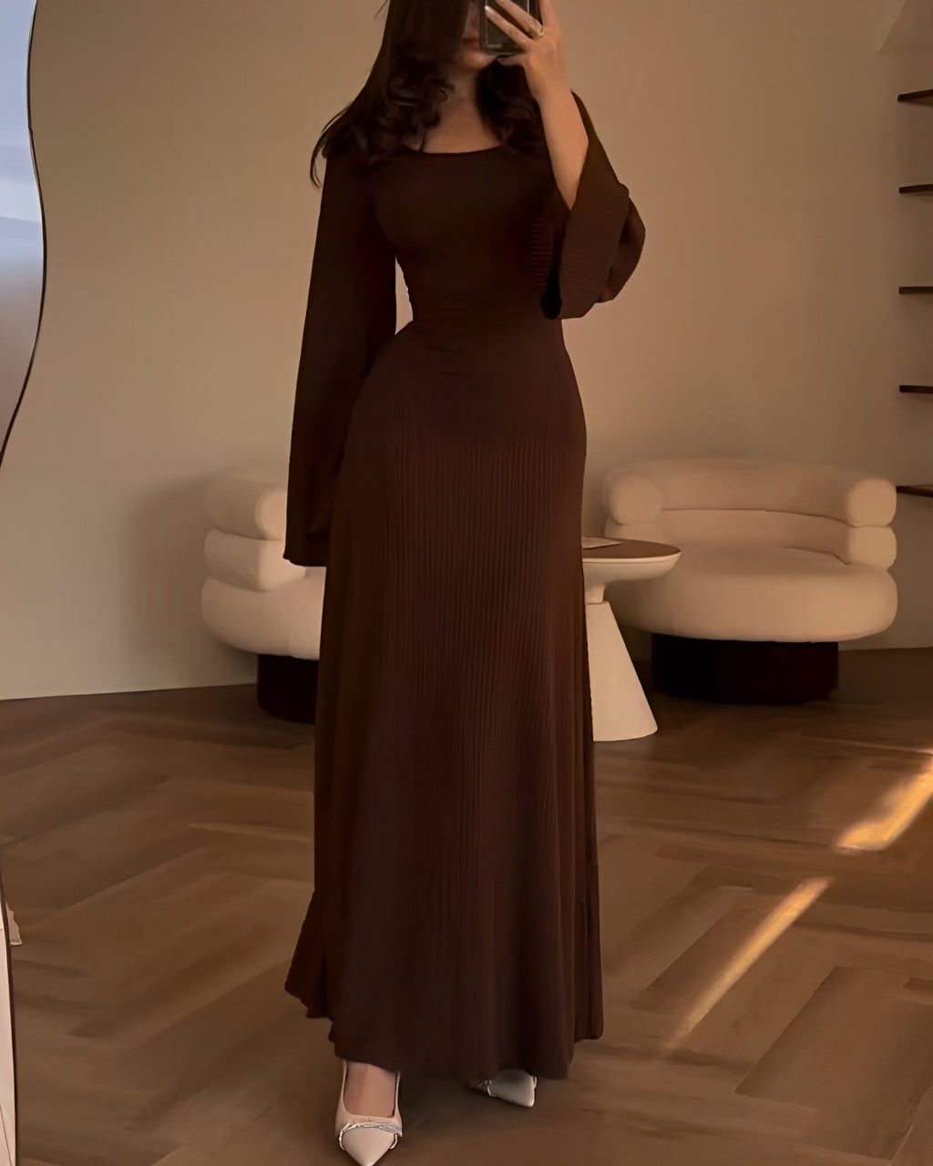 Robe longue élégante côtelée | Parfaite pour un look raffiné