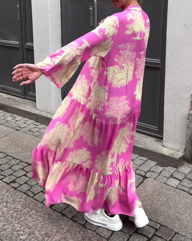 Robe longue fluide imprimée | Parfaite pour le printemps et l'été