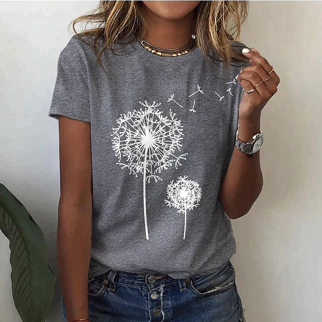 T-shirt imprimé pissenlit | Style décontracté quotidien