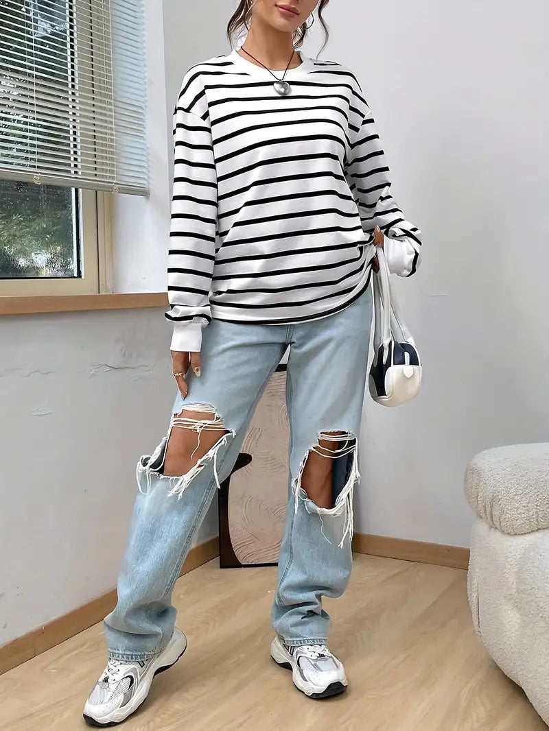 Sweatshirt rayé casual | Idéal pour un look décontracté