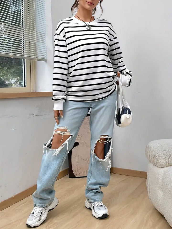 Sweatshirt rayé casual | Idéal pour un look décontracté