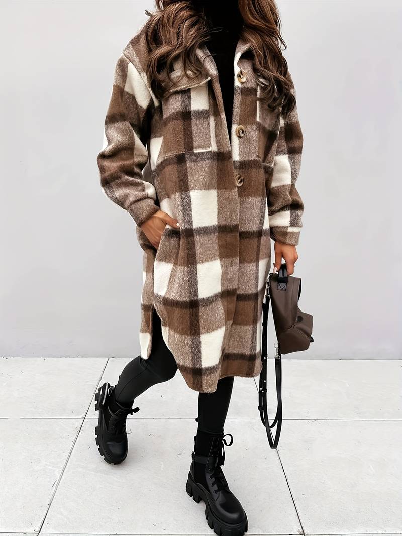 Manteau à carreaux long | Style rétro moderne