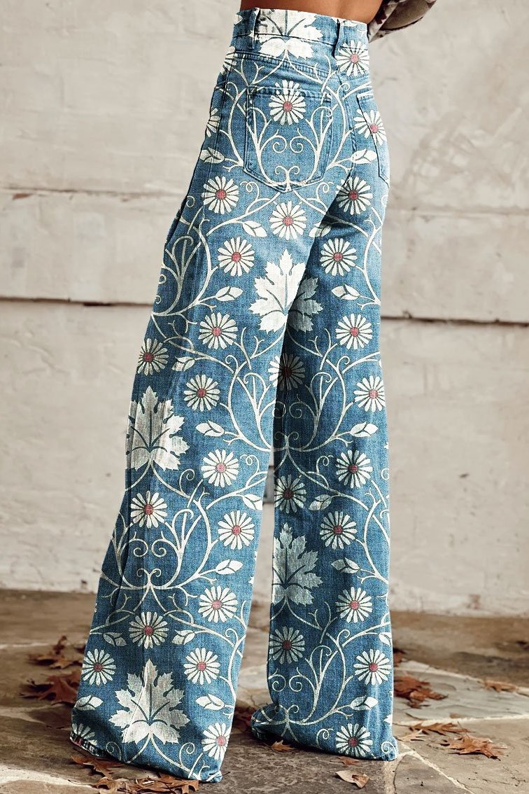 Pantalon flare à fleurs | Style bohème vintage