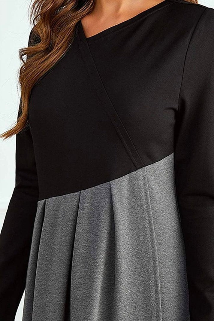 Robe longue bicolore | Élégance quotidienne hivernale
