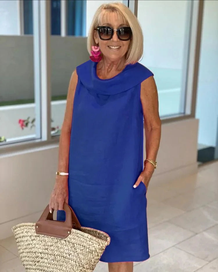 Robe droite col bénitier | Fraîcheur et simplicité