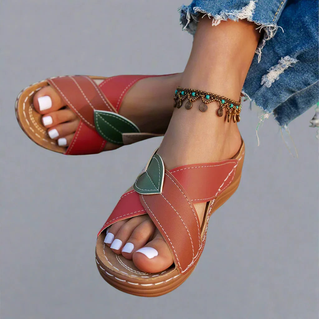 Sandales orthopédiques à motif feuille | Soutien et originalité