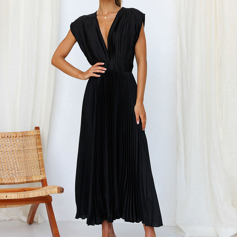 Robe plissée sans manches | Élégance intemporelle
