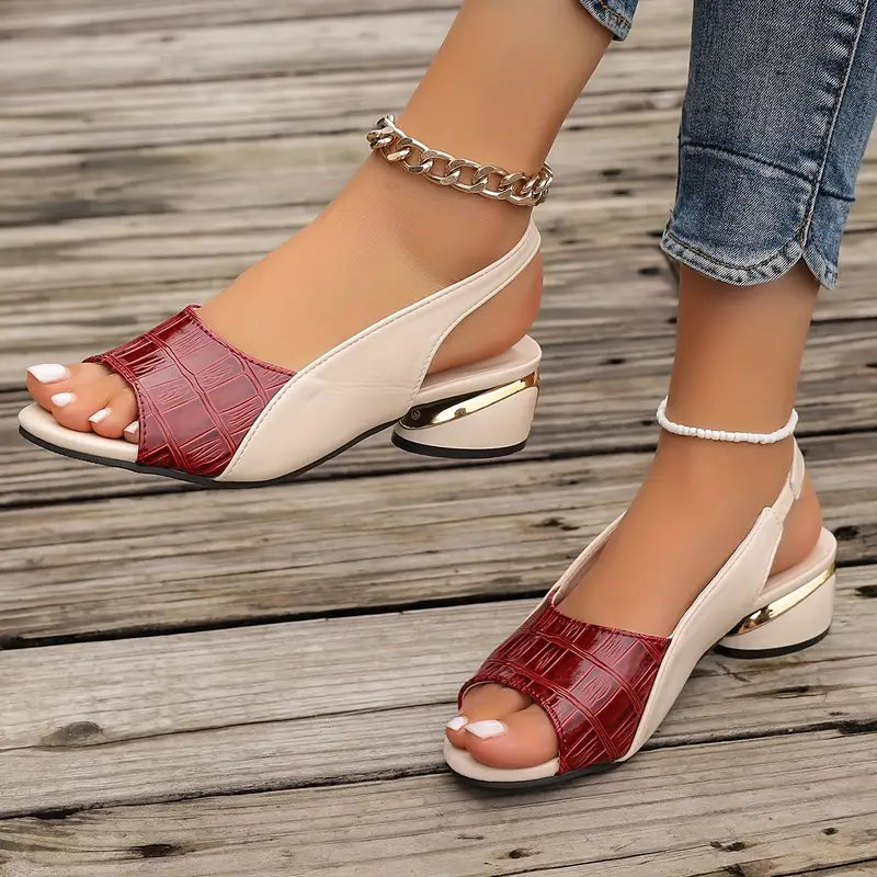 Sandales slingback ouvertes | Élégance croco chic