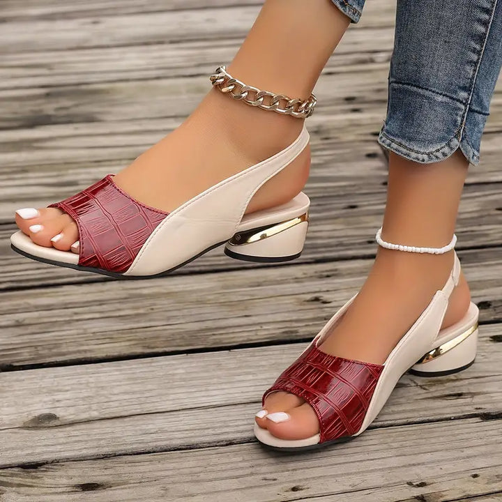 Sandales slingback ouvertes | Élégance croco chic