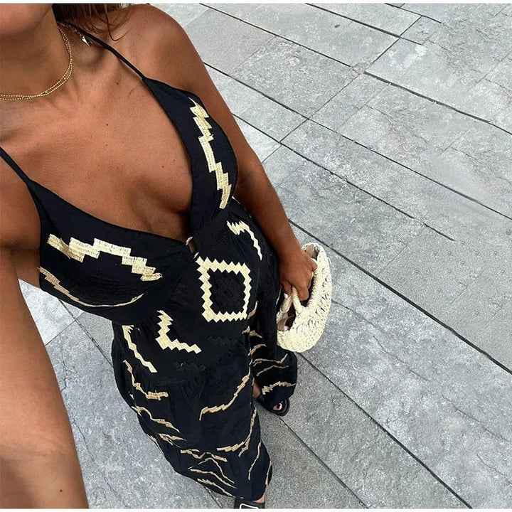 Robe longue dos nu à motifs | Idéale pour les journées d'été