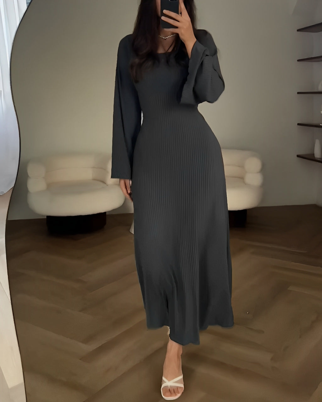 Robe longue élégante côtelée | Parfaite pour un look raffiné