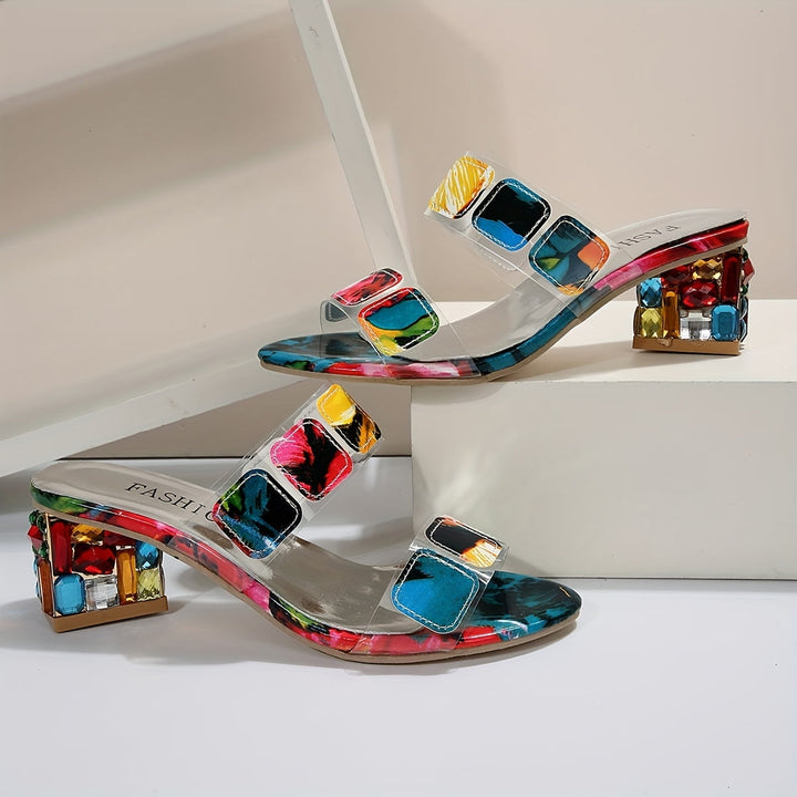 Sandales à talon carré | Style coloré estival