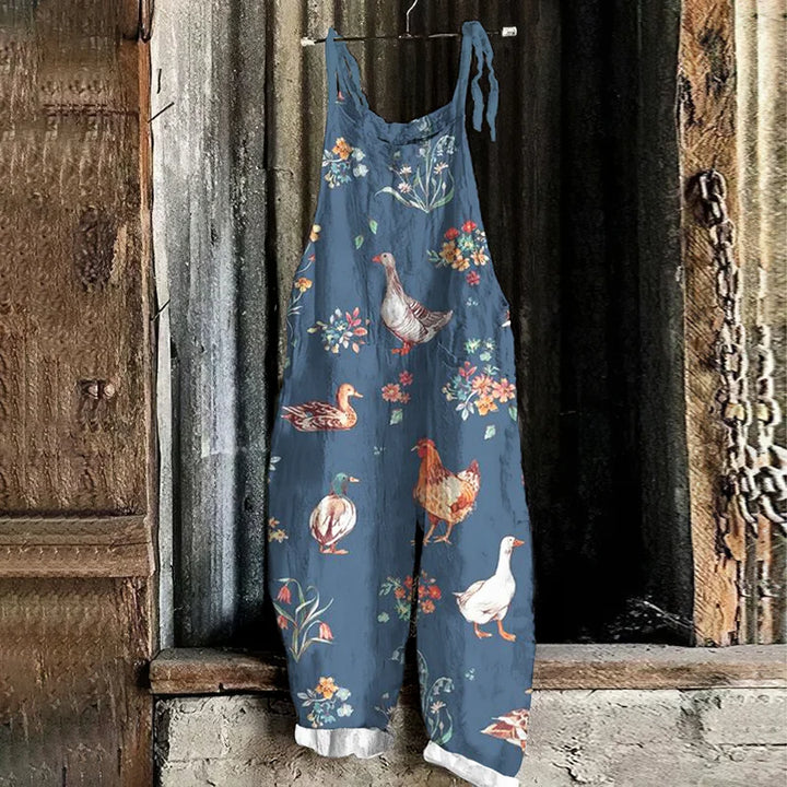 Salopette ample imprimé animalier | Look décontracté champêtre