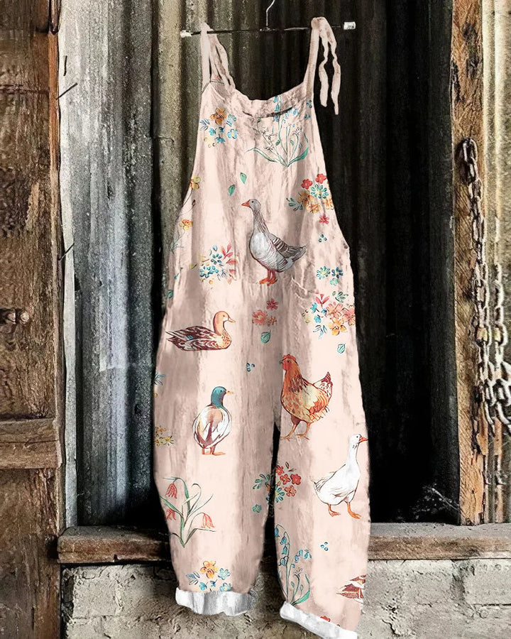 Salopette ample imprimé animalier | Look décontracté champêtre