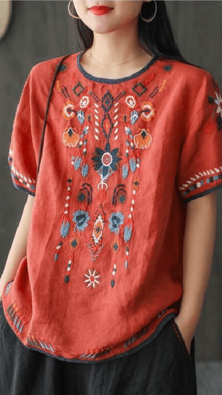 Blouse brodée ethnique | Pour un look bohème et original
