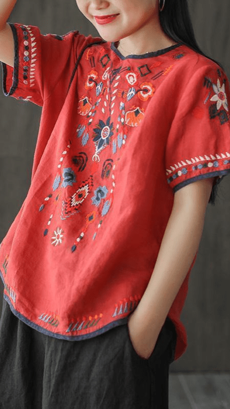 Blouse brodée ethnique | Pour un look bohème et original