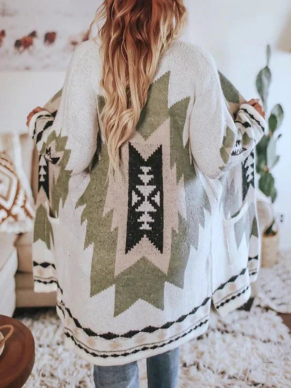 Cardigan imprimé aztèque | Style bohème confortable