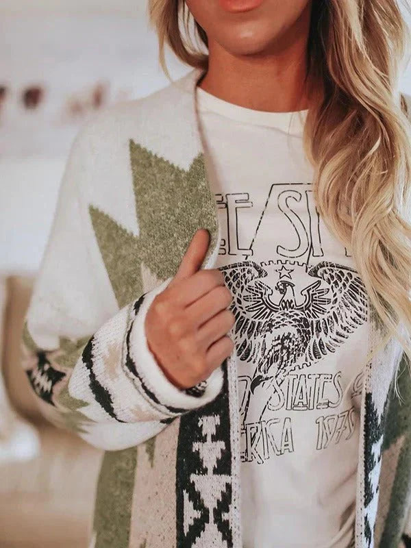 Cardigan imprimé aztèque | Style bohème confortable