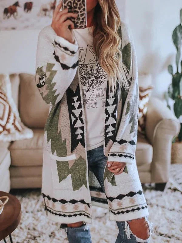 Cardigan imprimé aztèque | Style bohème confortable