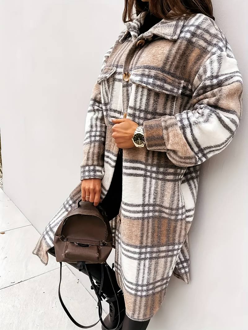 Manteau à carreaux long | Style rétro moderne