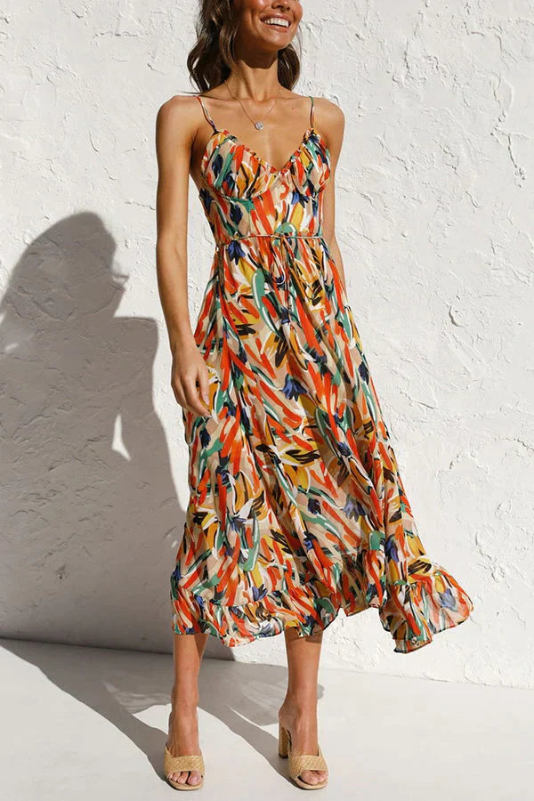 Robe midi fluide à bretelles | Fraîcheur estivale