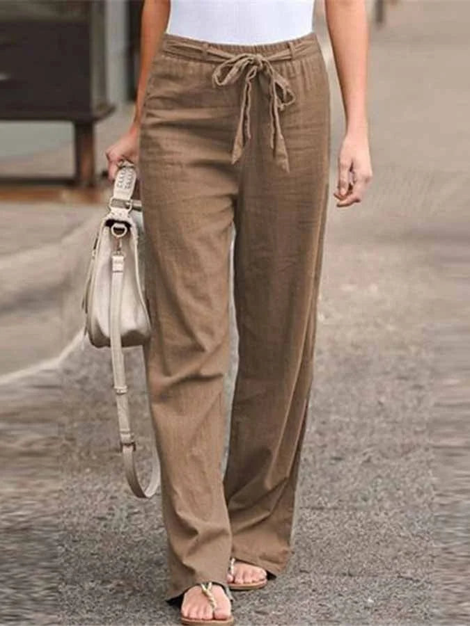 Jane - Pantalon en Lin de Style Décontracté