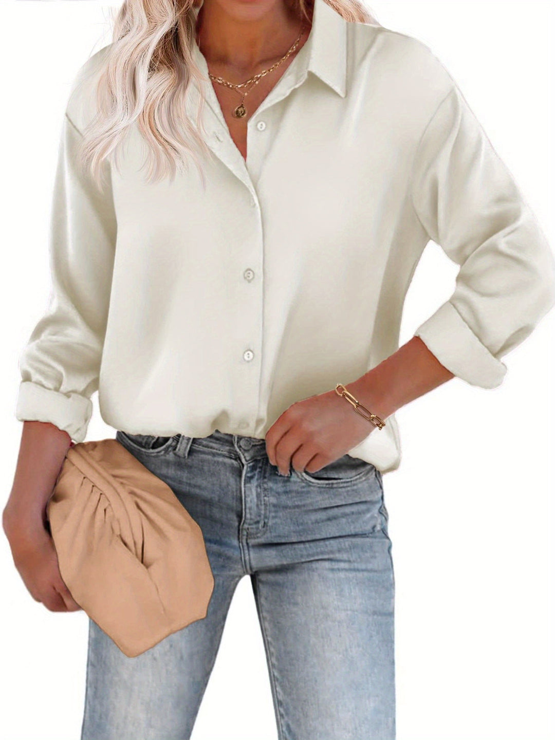 Blouse satinée à boutons | Chic intemporel
