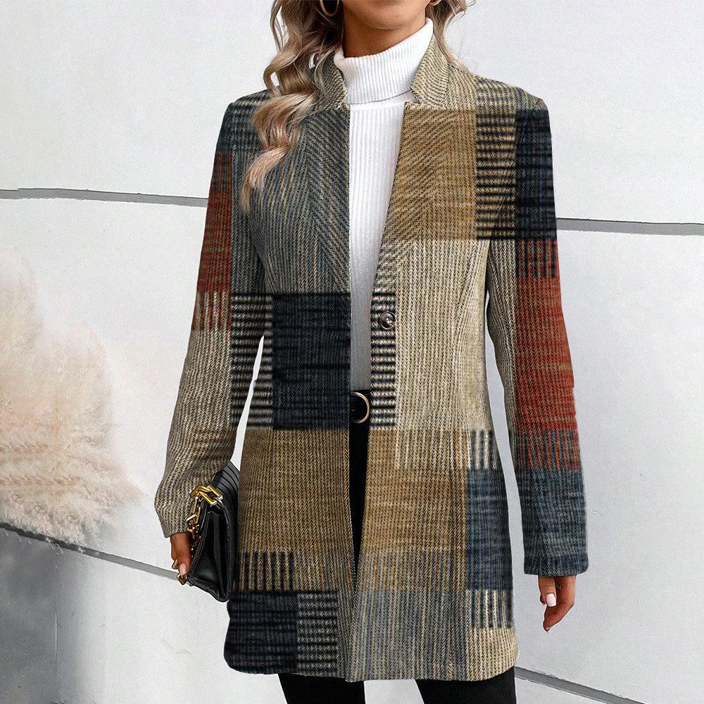 Blazer long à carreaux | Élégance structurée