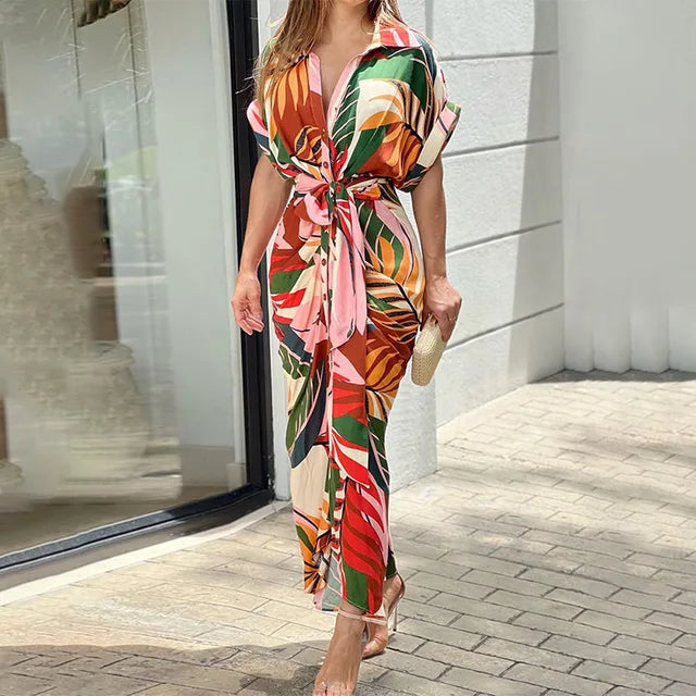 Robe longue boutonnée fluide | Confort & style estival