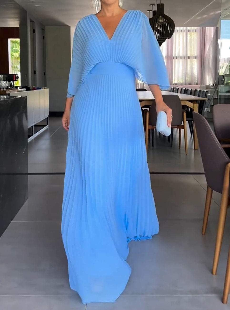 Robe longue plissée | Élégance estivale