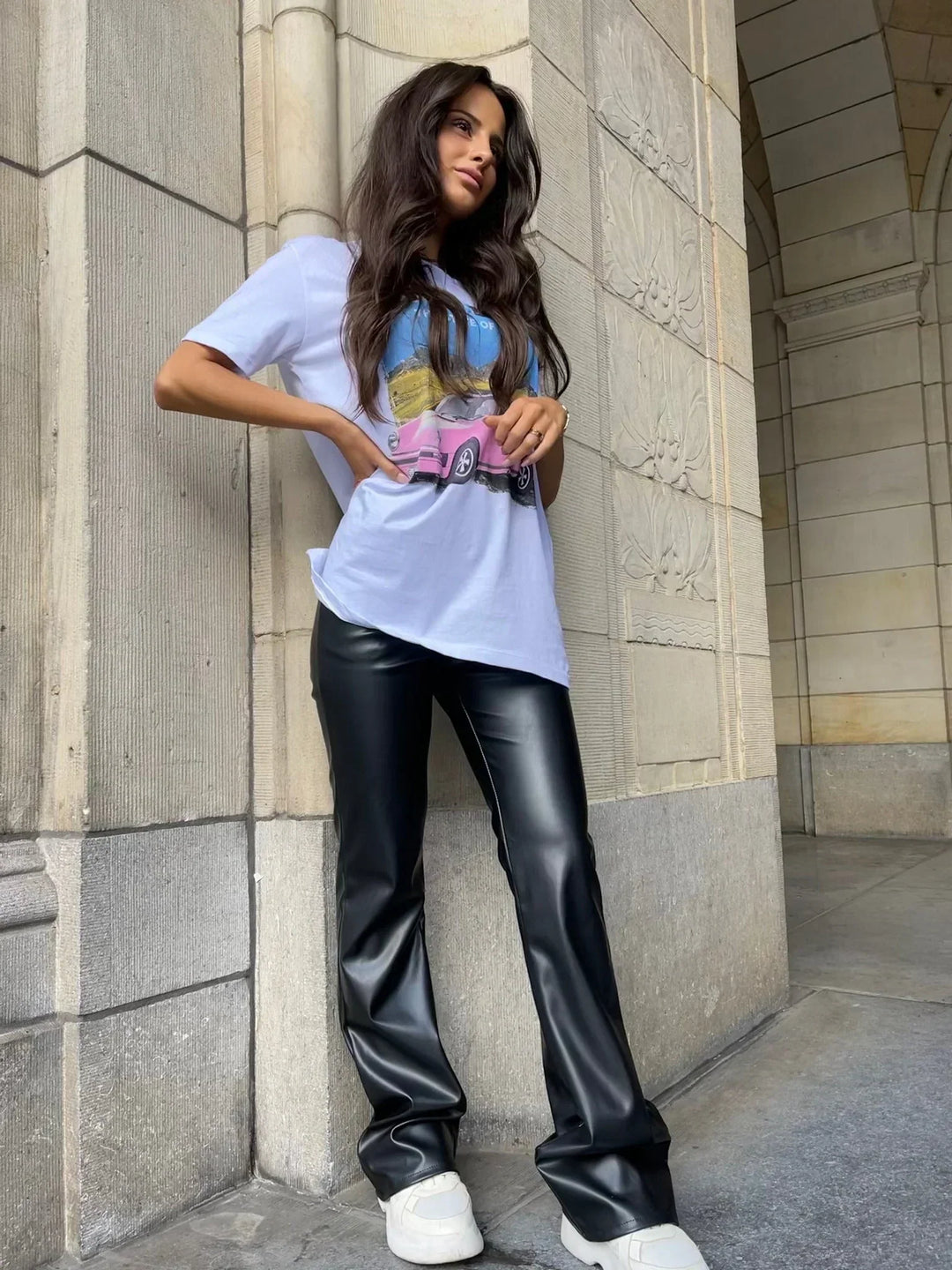 Pantalon skinny taille haute effet cuir | Tendance urbaine