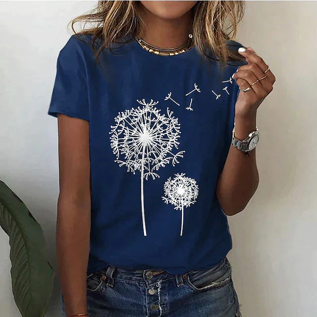 T-shirt imprimé pissenlit | Style décontracté quotidien