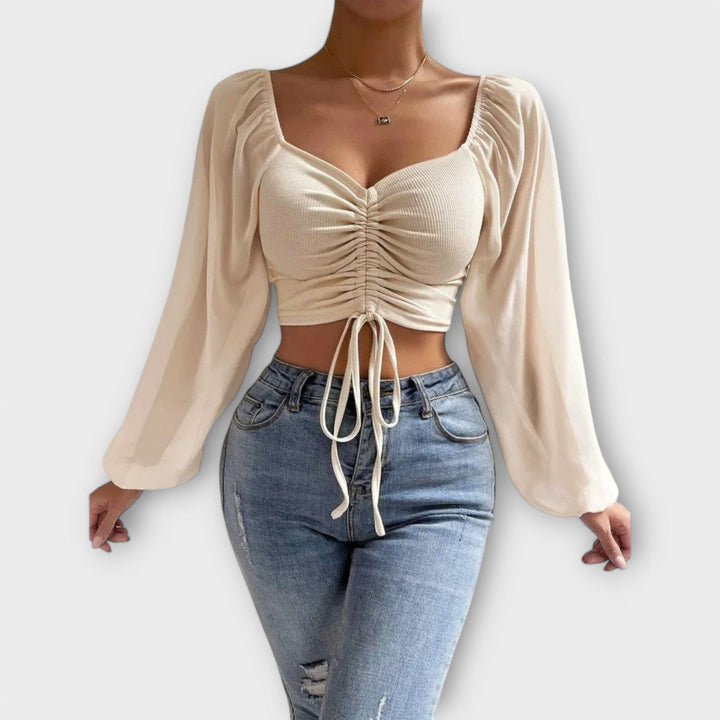 Blouse manches longues froncée | Chic pour la soirée