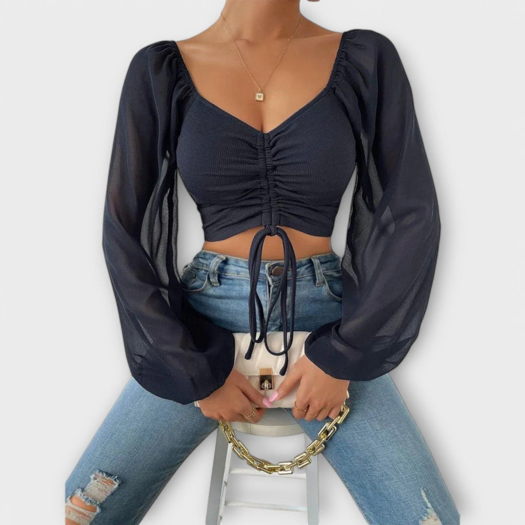 Blouse manches longues froncée | Chic pour la soirée