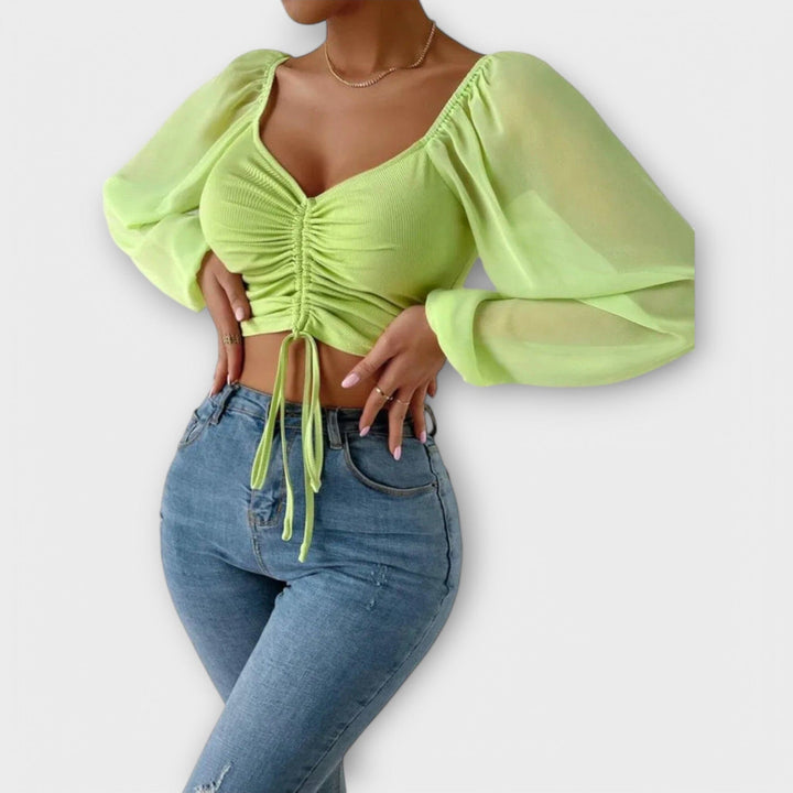 Blouse manches longues froncée | Chic pour la soirée