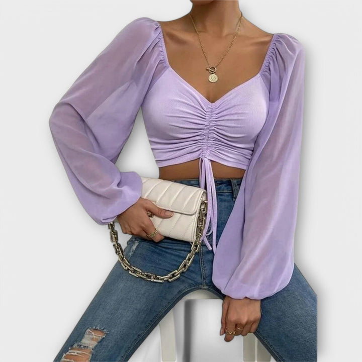 Blouse manches longues froncée | Chic pour la soirée