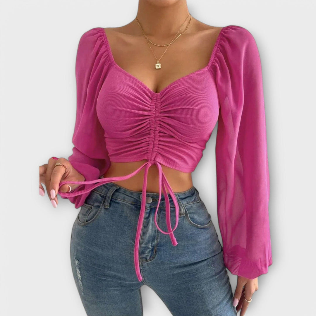 Blouse manches longues froncée | Chic pour la soirée