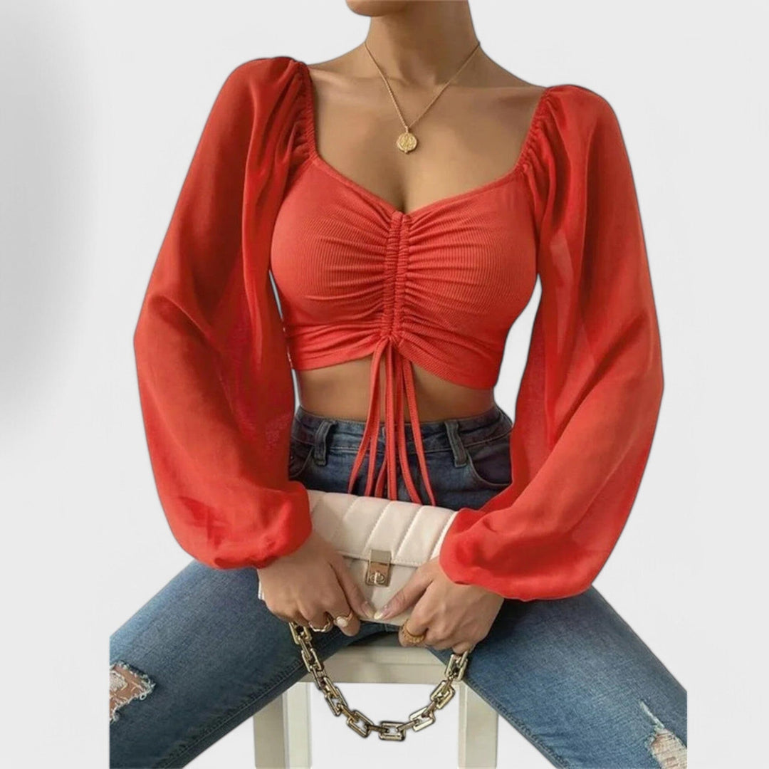Blouse manches longues froncée | Chic pour la soirée
