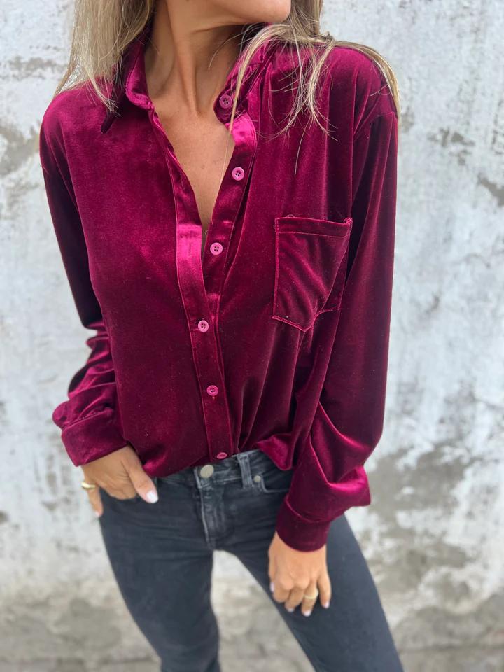 Chemise élégante en velours | Idéale pour l'automne